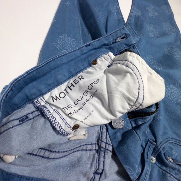 Mother Jeans The Looker Crop Blue Floral Print Made in USA Women Size 29 (J3) - Picture 6 of 11